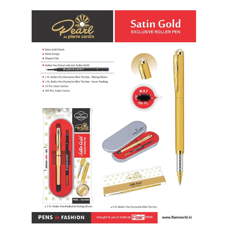 Pearl De Pierre Cardin Satin Gold Exclusive Roller Pen 1N