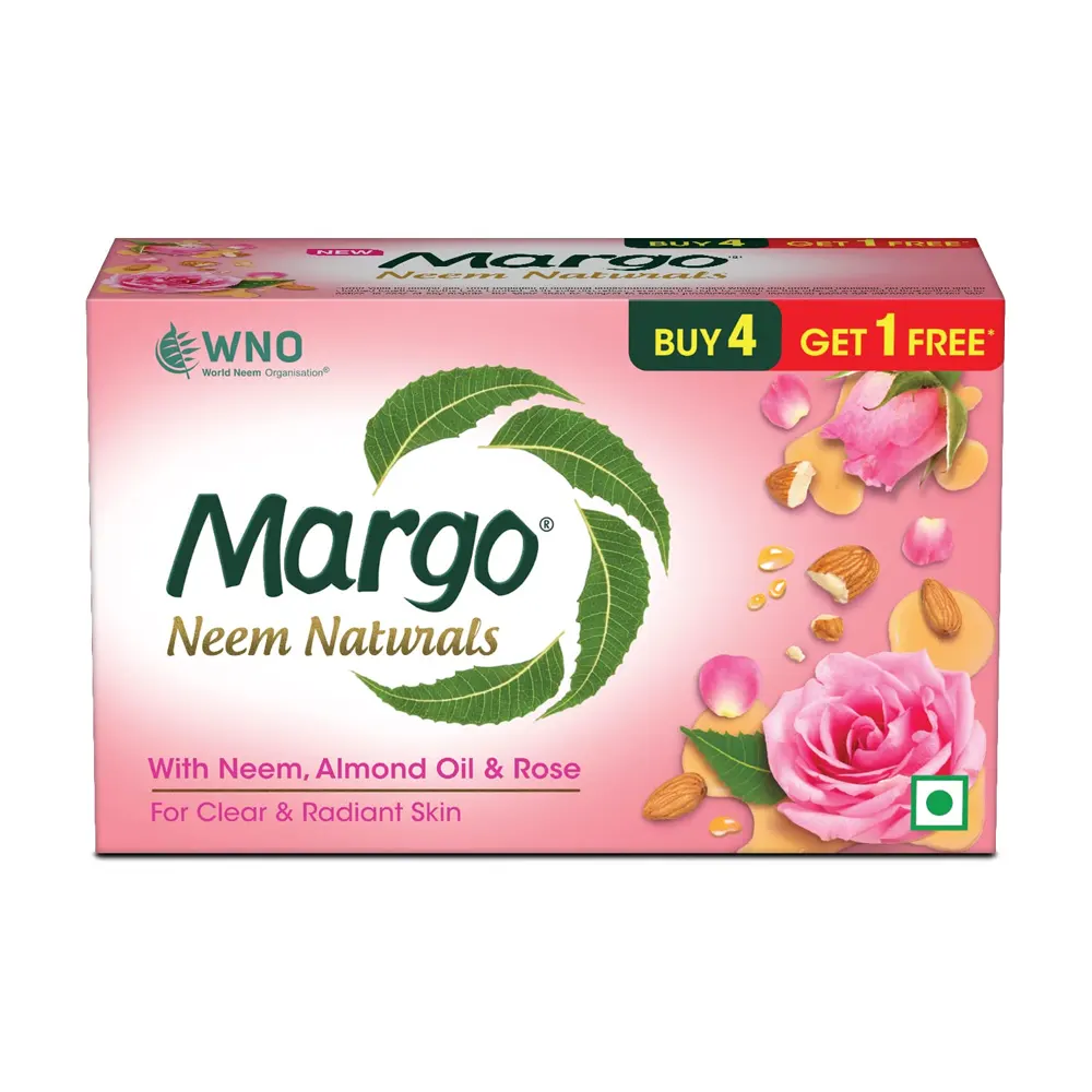 Jyothy Labs Margo Neem Naturals With Neem Almond Oil &Amp; Rose 100Gx5N
