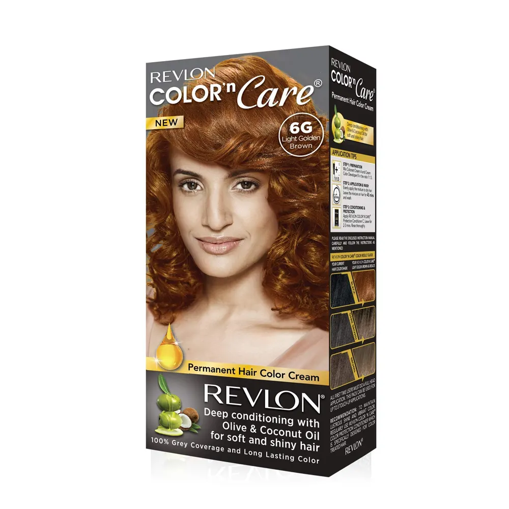 Revlon Color'N Care Permanent Hair Color Cream 6G Light Golden Brown 40G + 67.5Ml