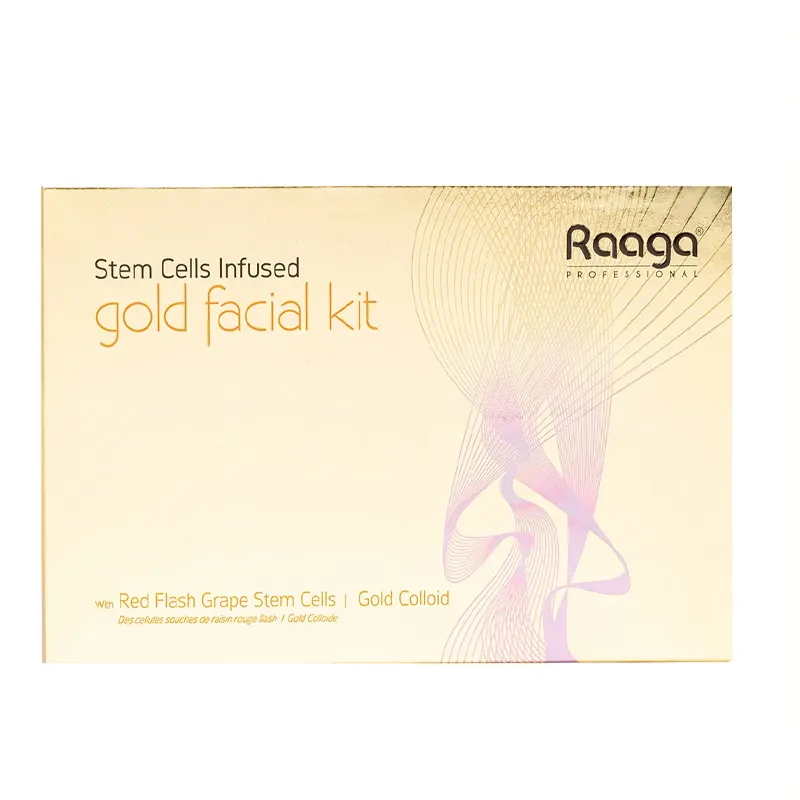 Raaga Professional Stem Cells Infused Gold Facial Kit With Red Flash Grape Stem Cells Gold Colloid 1Kit 51G+10Ml