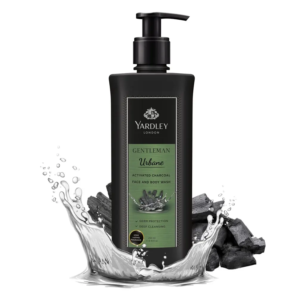 Yardley London Gentleman Urbane Activated Charcoal Face & Body Wash Germ Protection , Deep Cleansing 250Ml