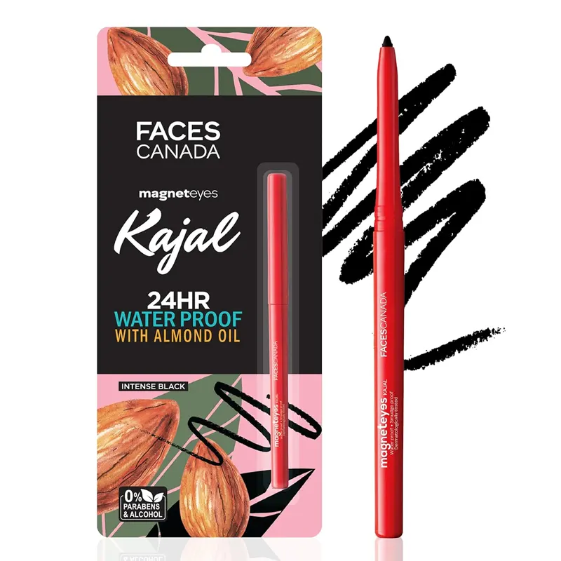 Faces Canada Magnetes Kajal 24Hr Water Proof With Almond Oil Instense Black .35G