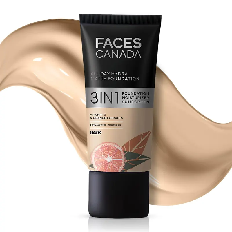 Faces Canada All Day Hydra Matte Foundation 3 In 1 Aloe Vera Vitamic C Absolute 12 Ivory 15Ml