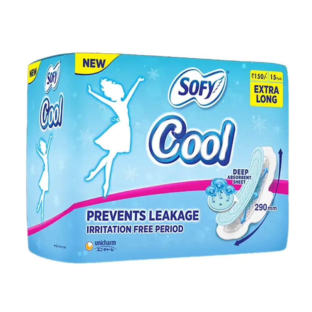 Sofy Cool Prevents Leakage Irritation Free Period Extra Longs 15 Pads