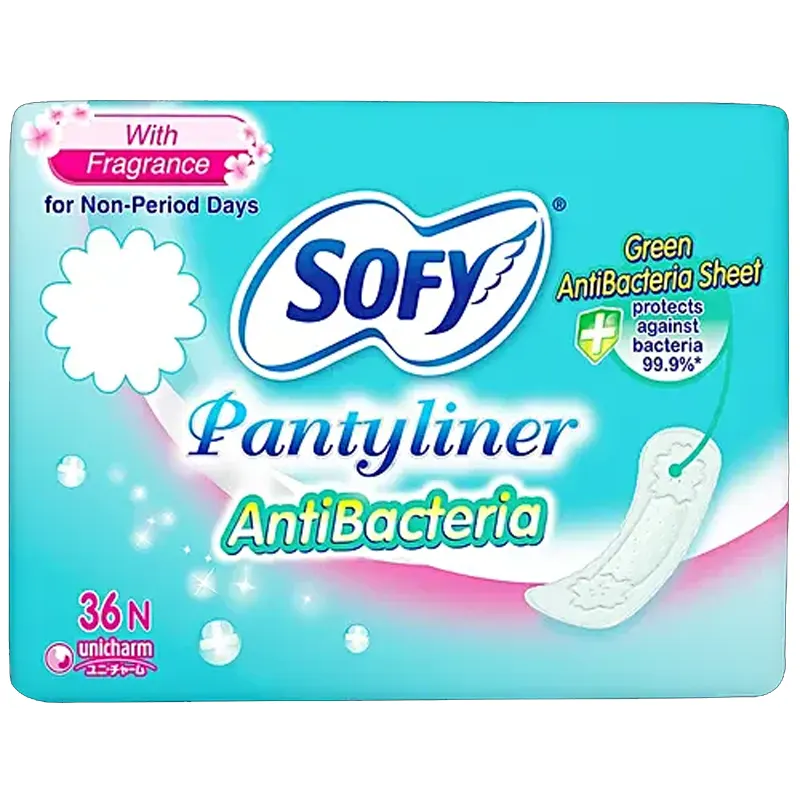 Sofy Anti Bacteria 99.9% Pantyliner Prevents Spotting 36N