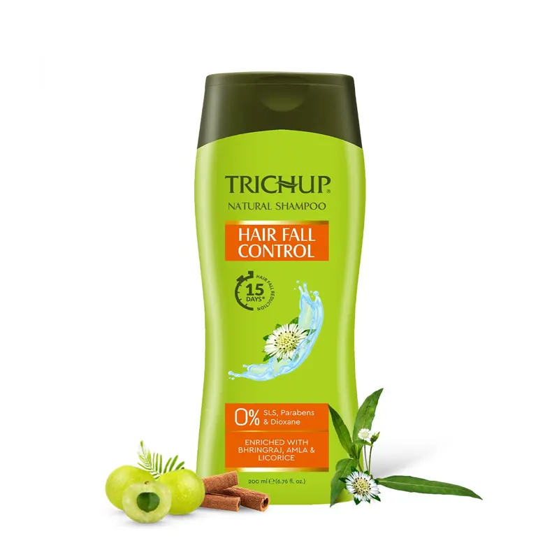 Trichup Nattural Shampoo Hair Fall Control 0% Sls, Parabens & Dioxane Enriched With Bhringraj,Amla & Licorice 200Ml