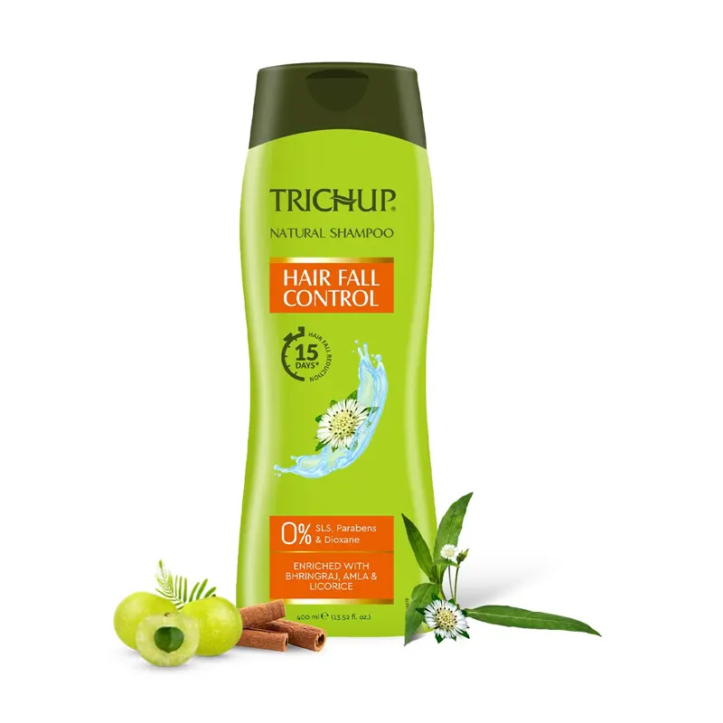 Trichup Nattural Shampoo Hair Fall Control 0% Sls, Parabens & Dioxane Enriched With Bhringraj,Amla & Licorice 400Ml