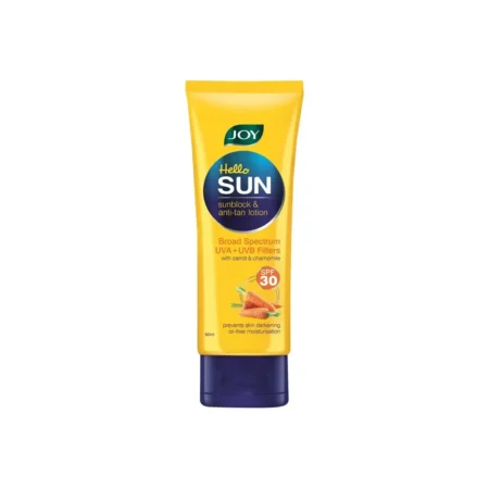 Joy Hello Sun Sunblock & Anti Tan Lotion Broad Spectrum Uva+Uvb Protection With Carrot & Chamomile 30 Spf 60Ml