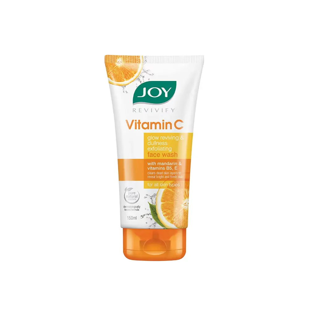 Joy Revivify Vitamin C Glow Reviving & Dullness Exfoliating Face Wash With Mandarin & Vitamins B5,E For All Type Skin100Ml