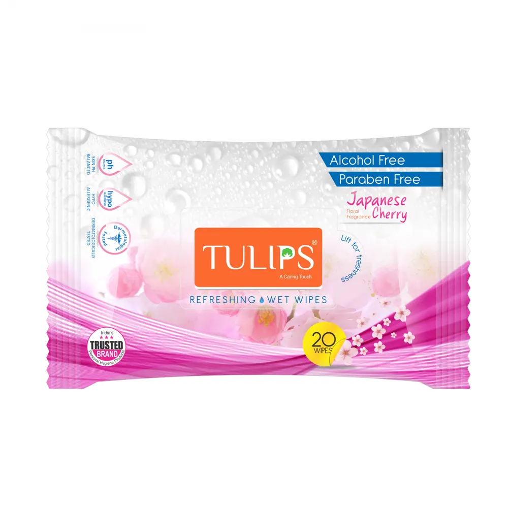 Tulips Refreshing Wet Wipes Japanese Cherry Floral Fragrance 20N