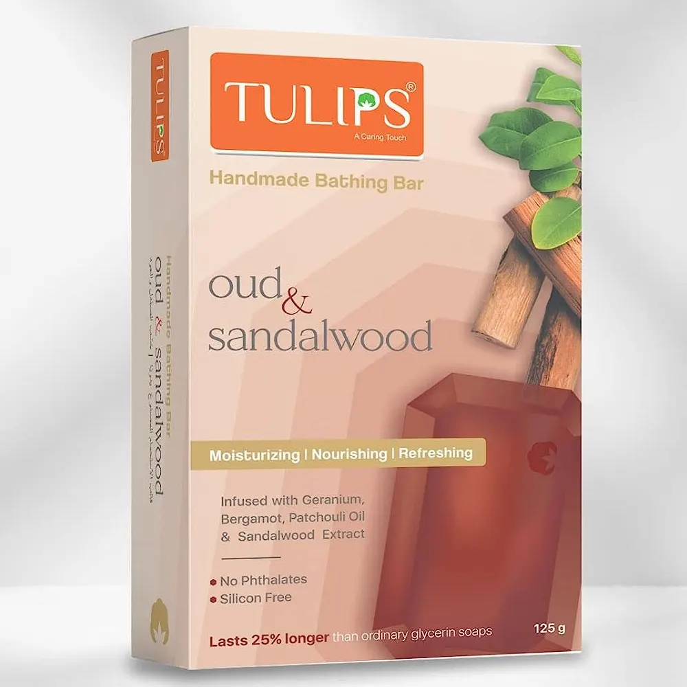 Tulips Handmade Bathing Bar Oud & Sandalwood 125G
