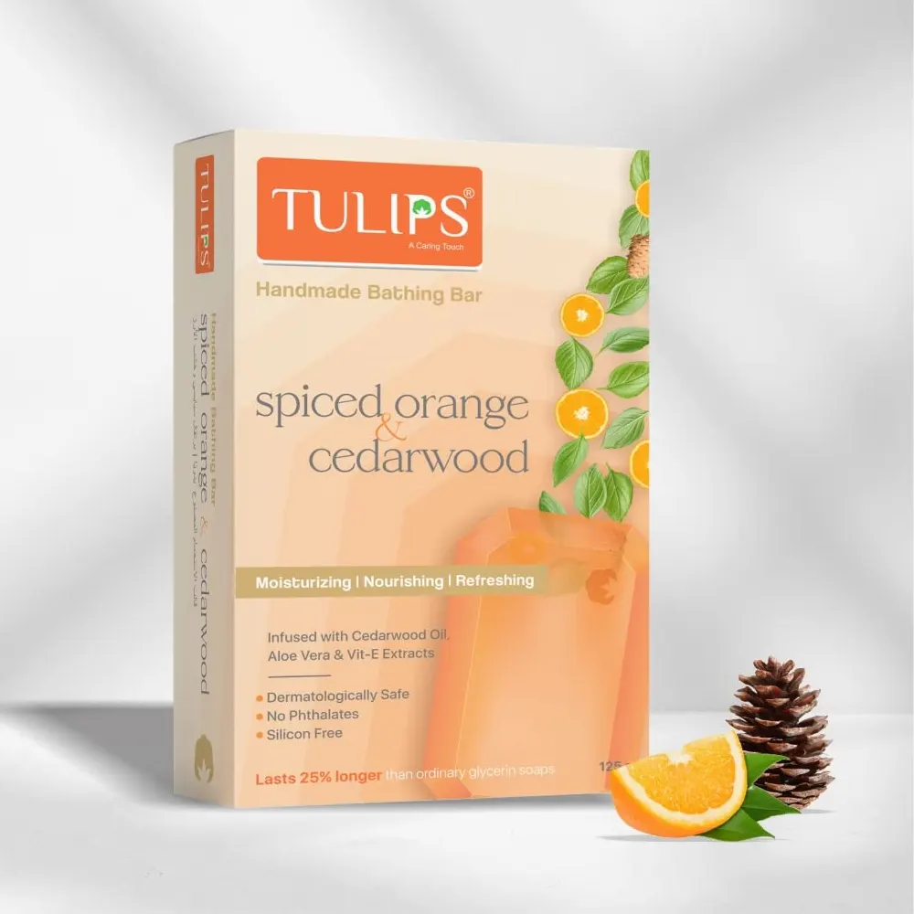 Tulips Handmade Bathing Bar Spiced Orange & Cedarwood 125G