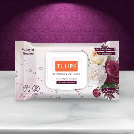 TULIPS REFRESHING WET WIPES MADE WITH PLANTS BASED FIBERS VALLY OF FLOWERS 30N