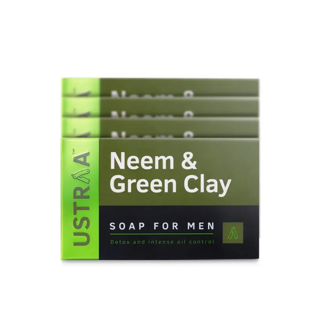Ustraa Neem And Green Clay Soap For Men 4*100G