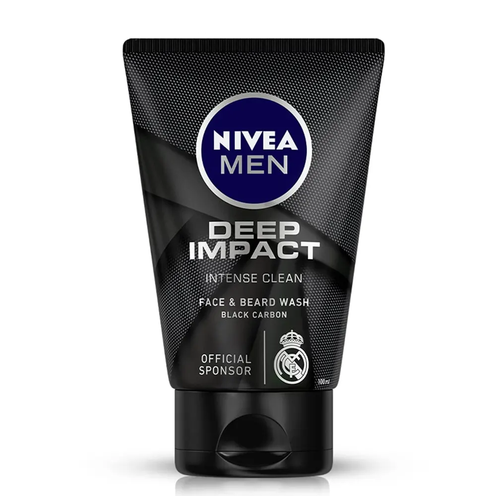 Nivea Men Deep Impact Intense Clean Face And Beard Wash Black Carbon. 100G
