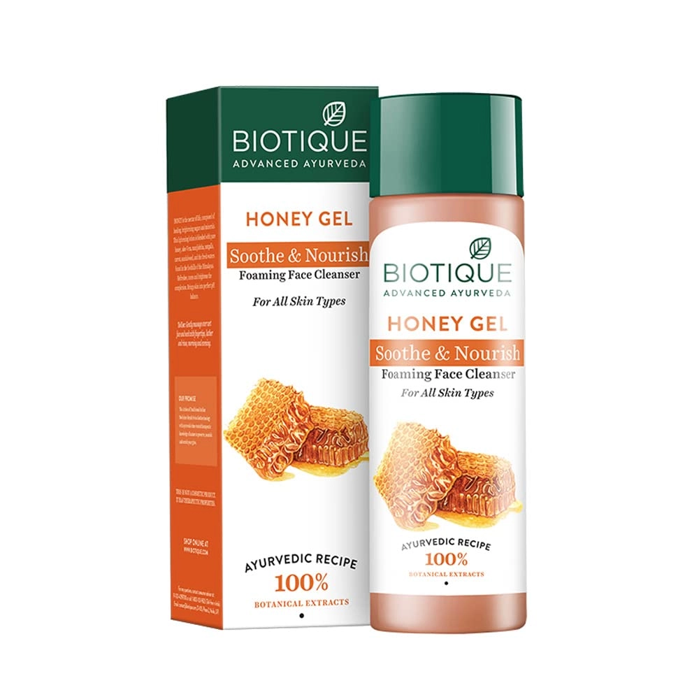 Biotique Advanced Ayurveda Honey Gel Soothe & Nourish Foaming Face Cleanser For All Skin Types 120Ml
