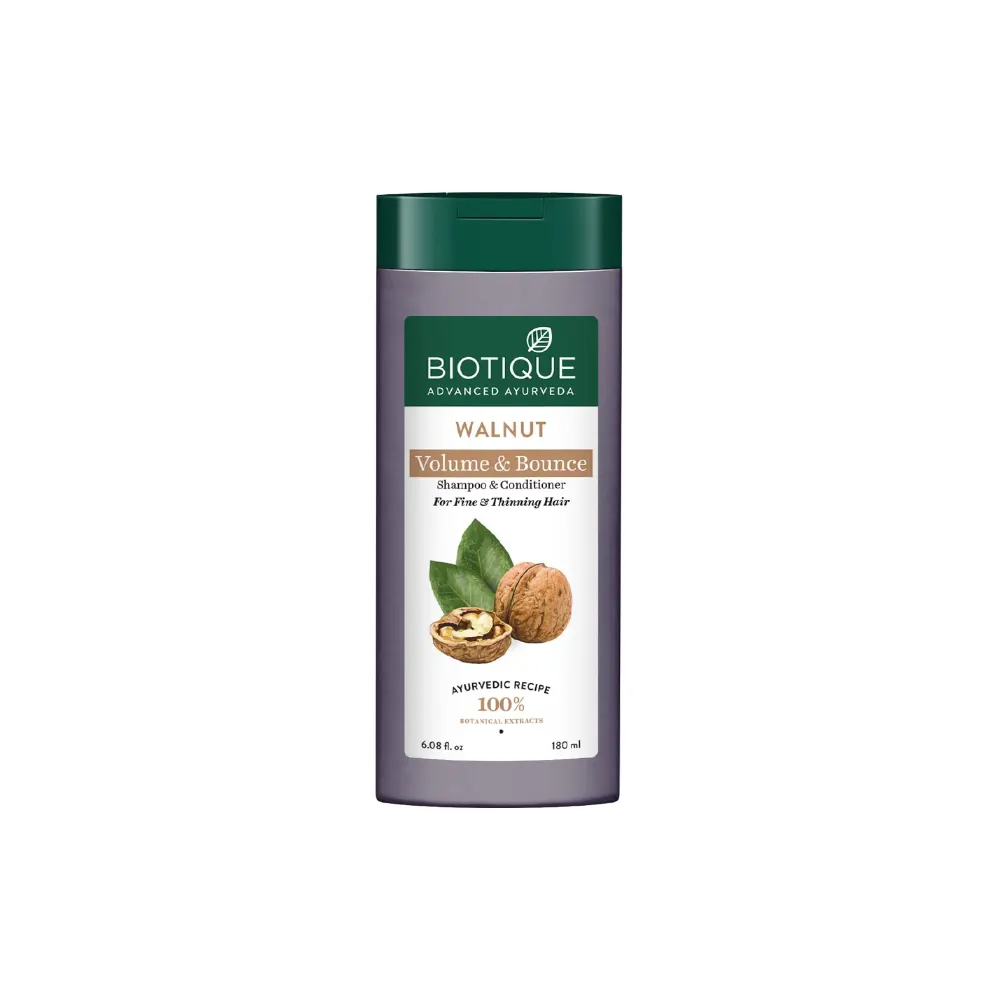 Biotique Advanced Ayurveda Walnut Volume And Bounce Shampoo & Conditioner For Fine & Thinning Hair 180Ml