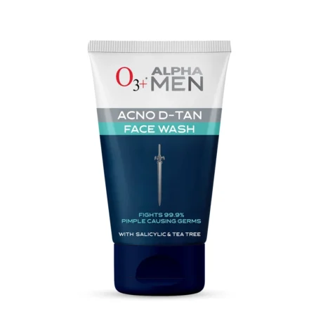 O3+ Alpha Men Acno D- Tan Face Wash Fights 99.9% Pimple Causing Germs With Salicylic & Tea Tree 100Ml