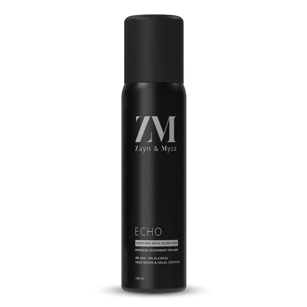 Zayn And Myza Echo Enriched With Silver For Men Premium Deodorant For Men 0% Gas 0% Alchohol 120Ml