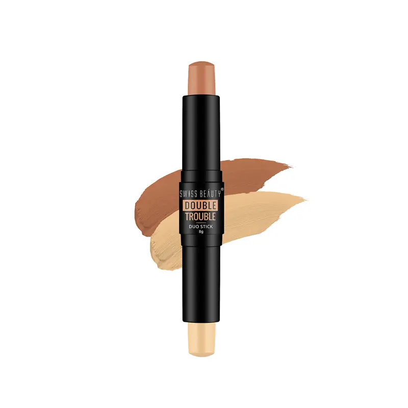 Swiss Beauty Double Trouble Duo Highlighter & Contour Stick 01 Medium Focus
