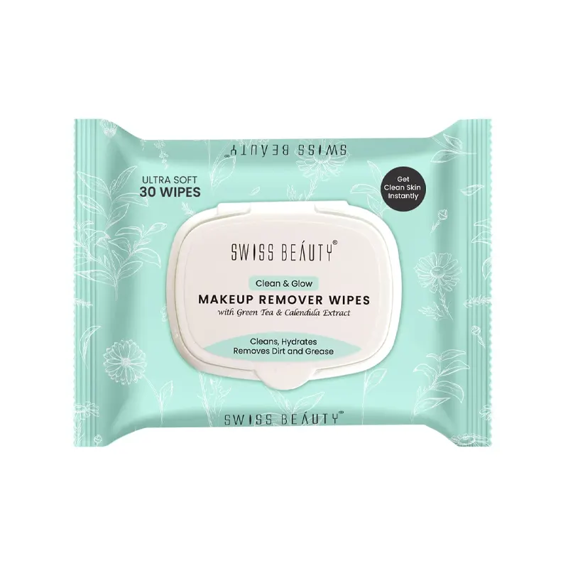 Swiss Beauty Clean &Amp; Glow Makeup Remover Wipes With Green Tea &Amp; Calendula Extract 30N