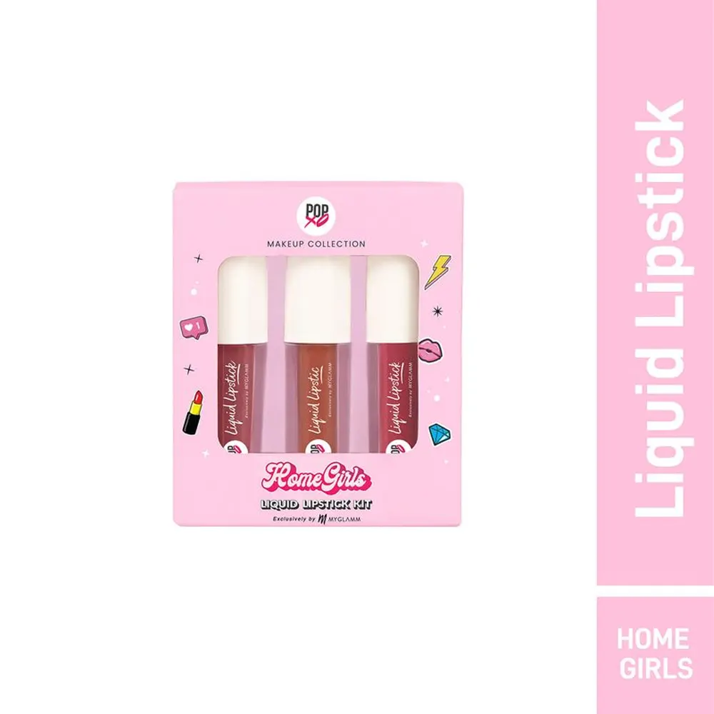 Myglamm Popxo Makeup Collection Home Girls Liquid Lipstick Kit 3*1.5G