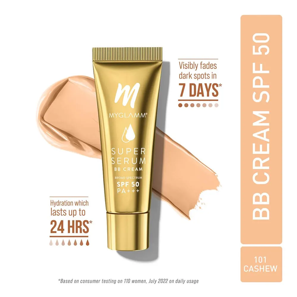 Myglamm Super Serum Bb Cream With Hyaluronic Acid Spf50 101 Cashew 30G