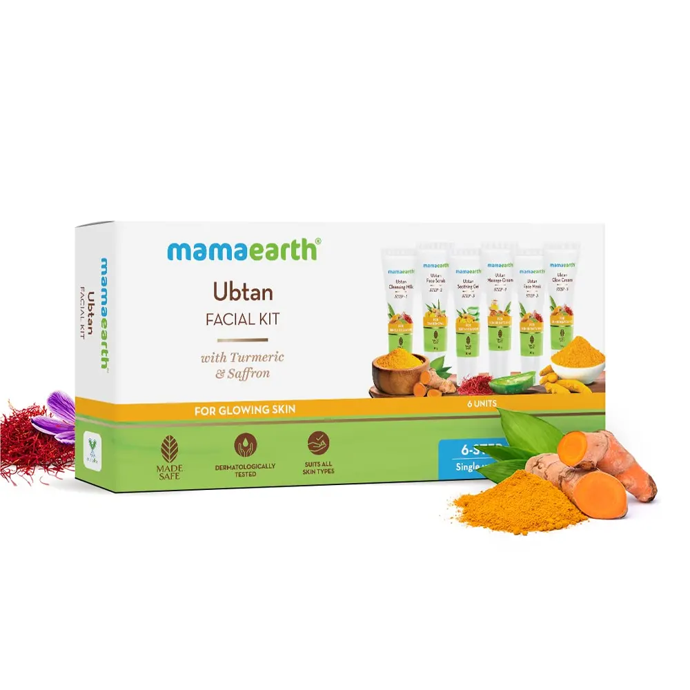 Mamaearth Ubtan Facial Kit With Turmeric And Saffron For Glowing Skin