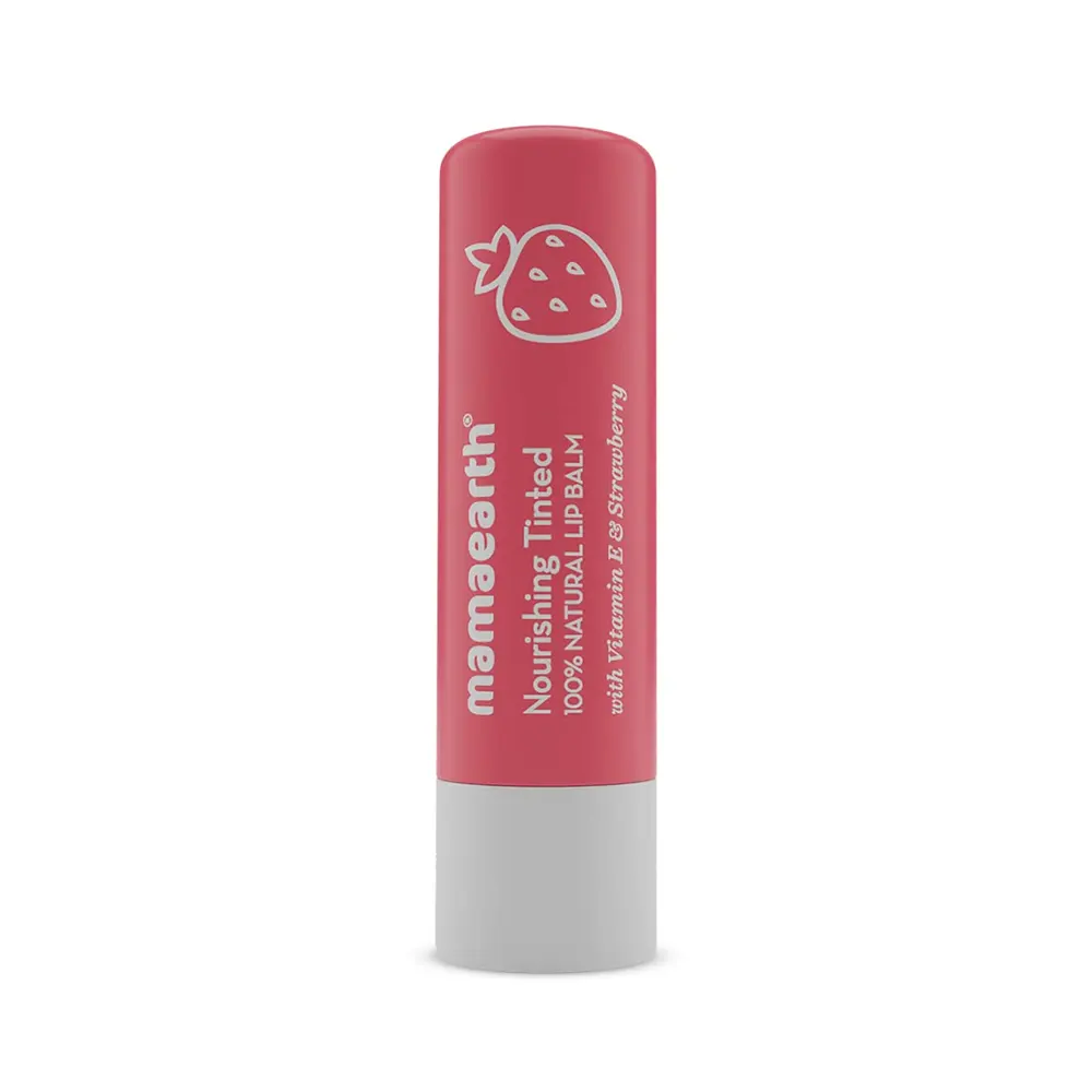 Mamaearth Nourishing Tinted 100% Natural Lip Balm With Vitamin E And Strawberry 4G