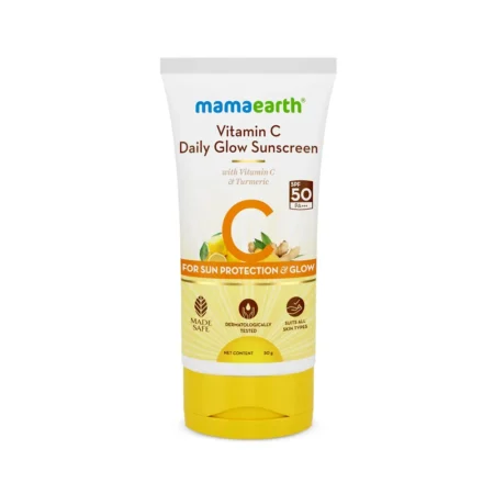 Mamaearth Vitamin C Daily Glow Sunscreen With Vitamin C & Turmeric For Sun Protection & Glow 50G
