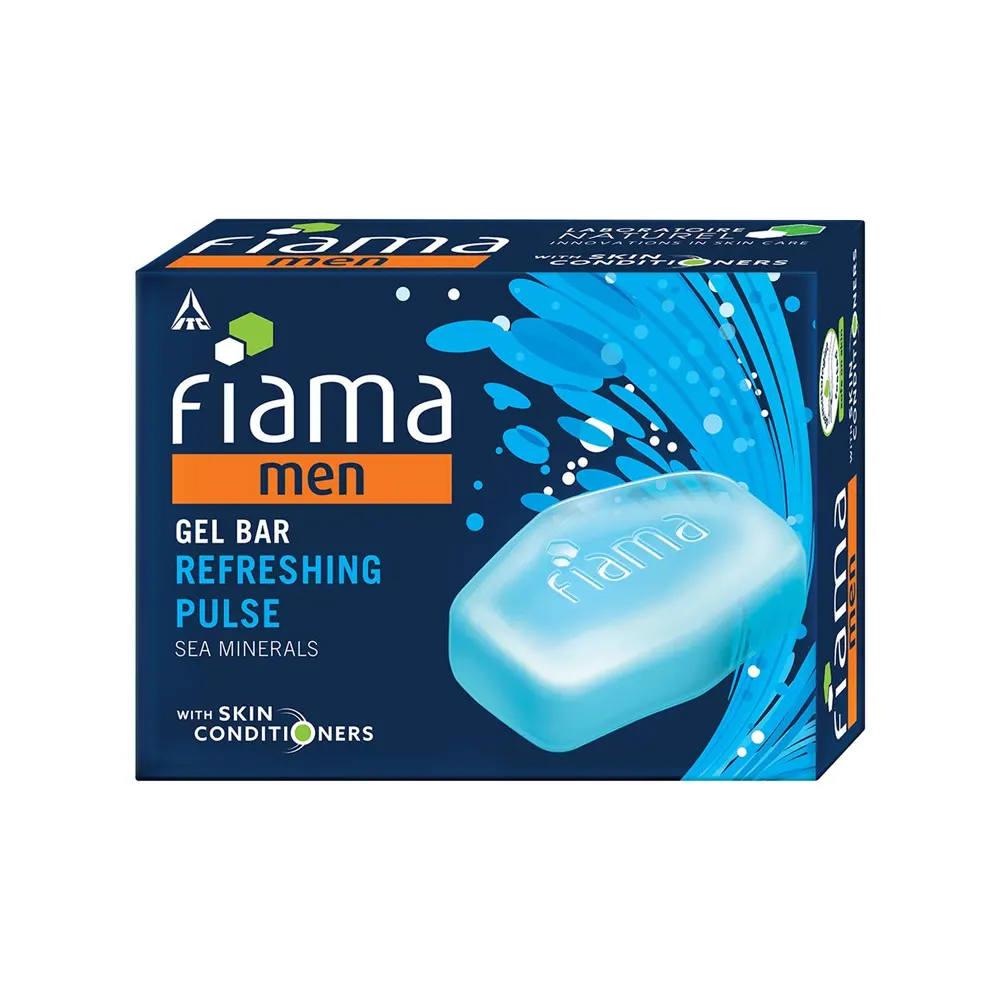 Itc Fiama Men Gel Bar Refreshing Pulse Sea Minerals 75G