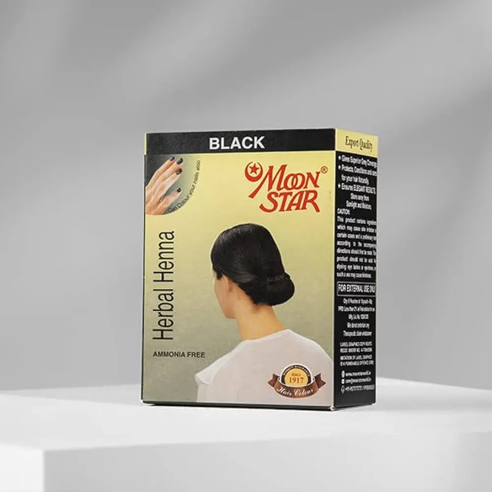Moon Star Black Herbal Henna Ammonia Free10Gm