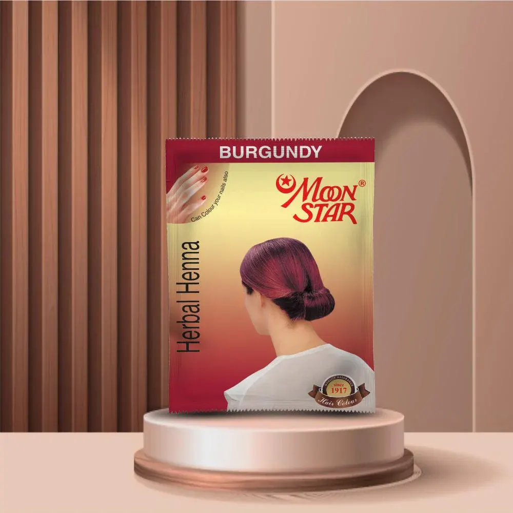 Moon Star Burgundy Herbal Henna Ammonia Free10Gm