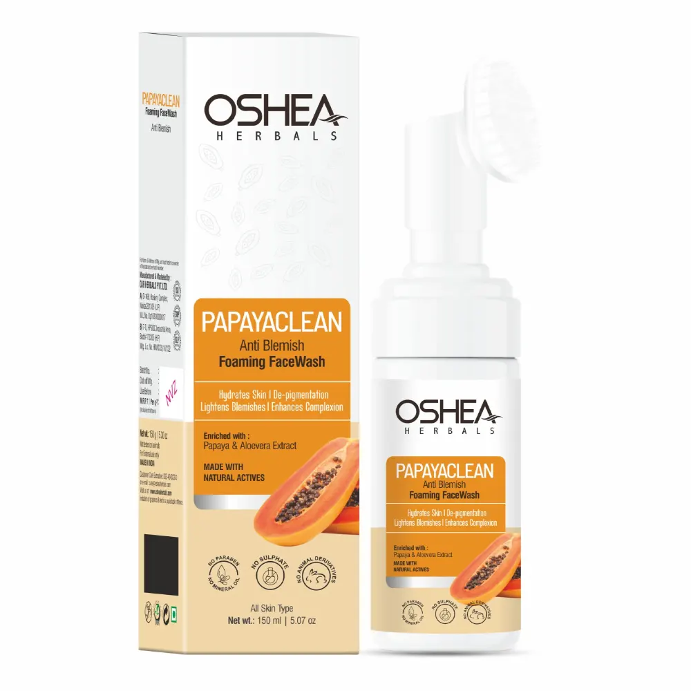 Oshea Herbals Papaya Clean Anti Blemish Foaming Facewash Enriched With Papaya & Aloevera Extract All Skin Types 150Ml
