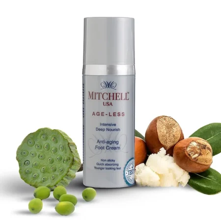 MITCHELL USA AGE LESS FOOT CREAM INTENSIVE DEEP NOURISH NON STICKY QUICK ABSORBING YOUNGER LOOKING FEET 50G