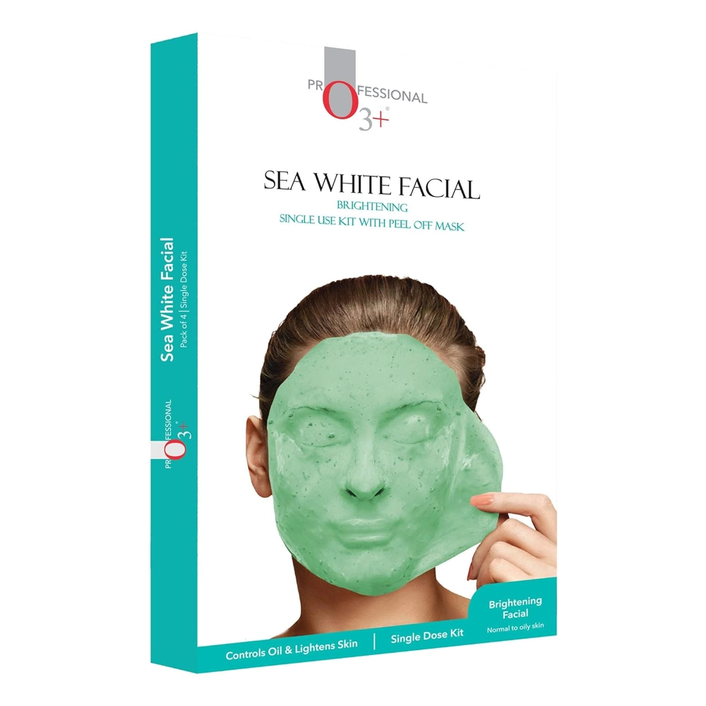 O3+ Skins Solutions Sea White Facial Brightening Single Use Kit With Pell Off Mask Normal To Oily Skin 40G
