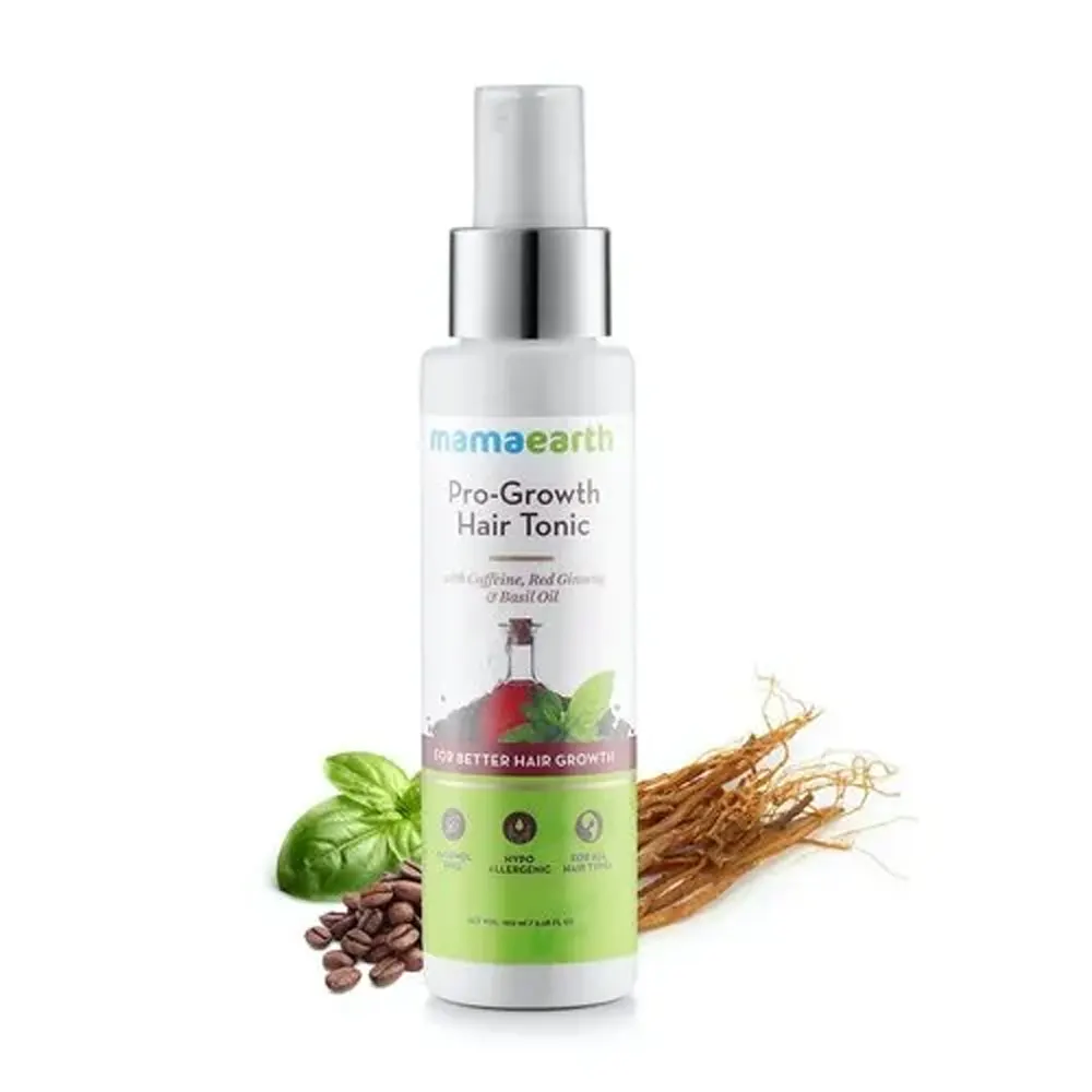 Mamaearth Pro Growth Hair Tonic With Caffeine Red Ginseng And Basil Oil 100Ml