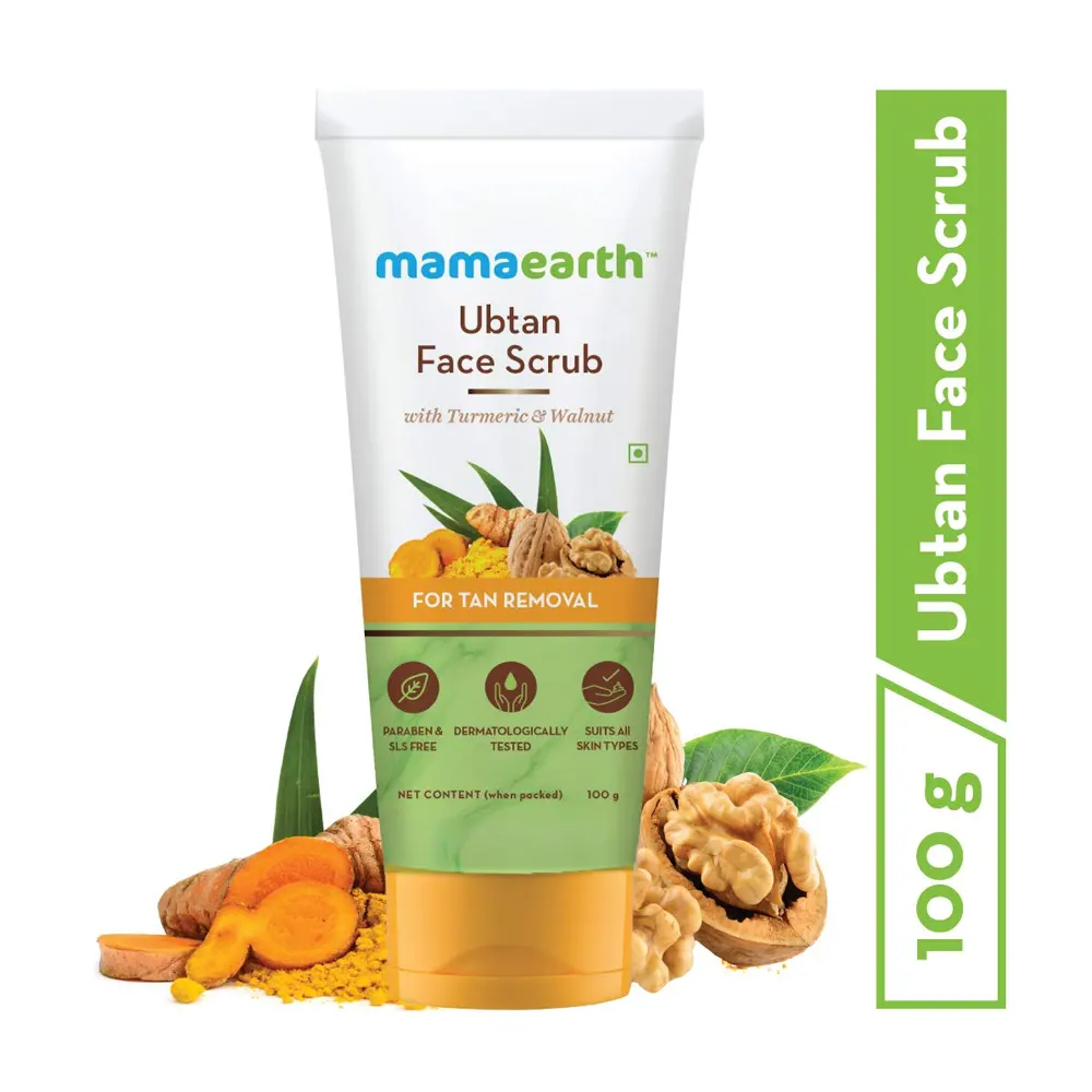 Mamaearth Ubtan Face Scrub With Turmeric And Walnut For Tan Removal 100G