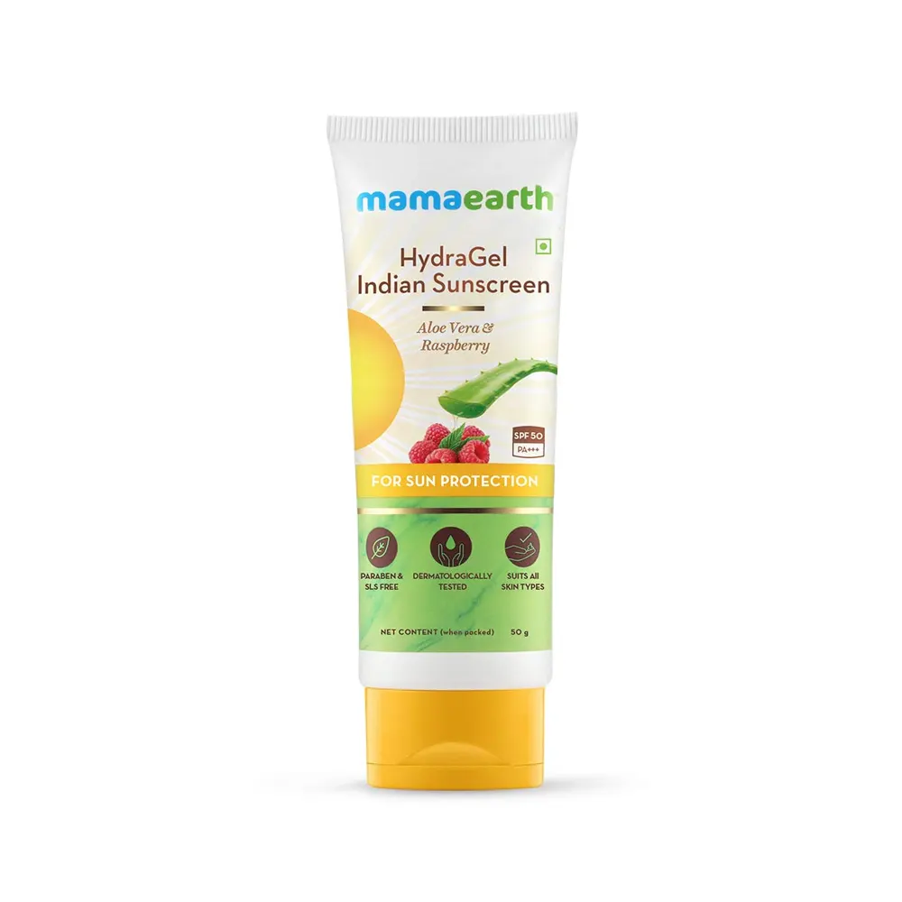 Mamaearth Hydragel Indian Sunscreen Aloe Vera And Raspberry For Sun Protection 50G