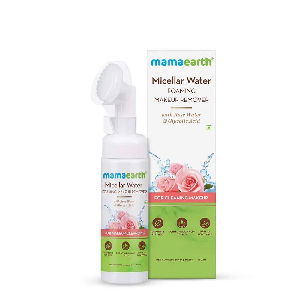 Mamaearth Micellar Water Foaming Makeup Remover For Cleaning Makeup 150Ml