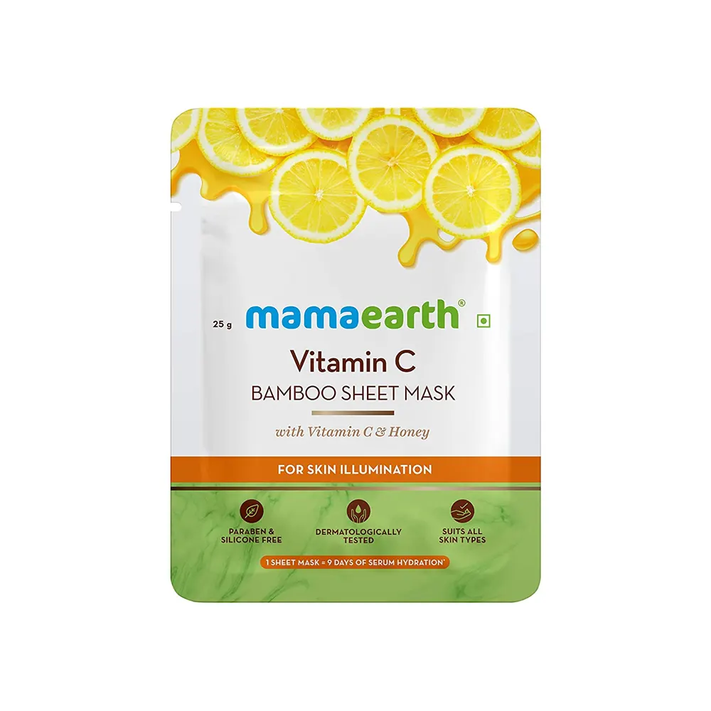 Mamaearth Vitamin C Bamboo Sheet Mask With Vitamin C And Honey For Skin Illumination 25G