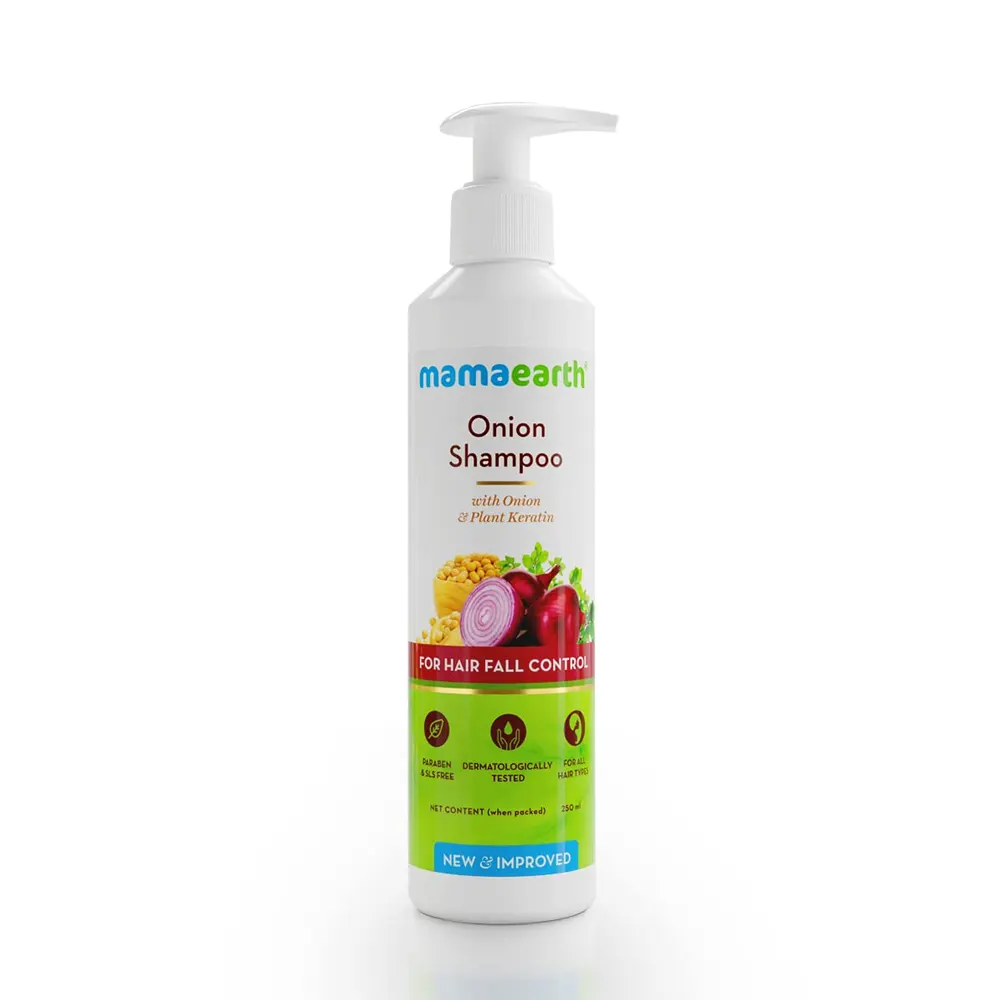 Mamaearth Onion Shampoo With Onion And Plant Kertain For Hair Fall Control 200Ml
