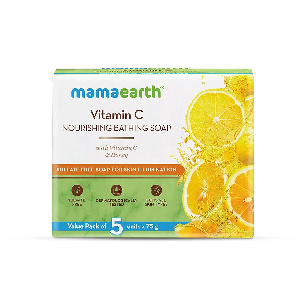 Mamaearth Vitamin C Nourishing Bathing Soap Sulfate Free Soap For Skin Illumination 5U*75G