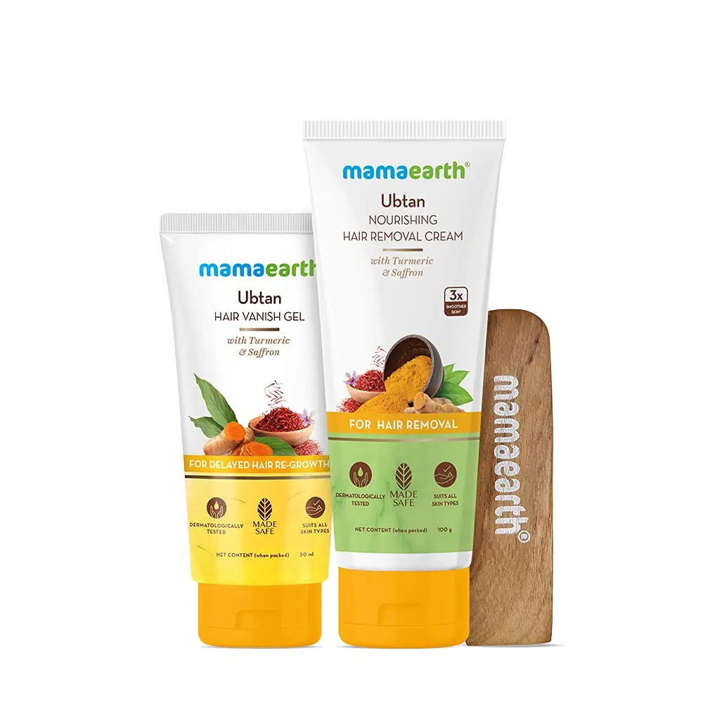 Mamaearth Ubtan Nourishing Hair Removal Kit With Turmeric And Saffron 100G + 50Ml