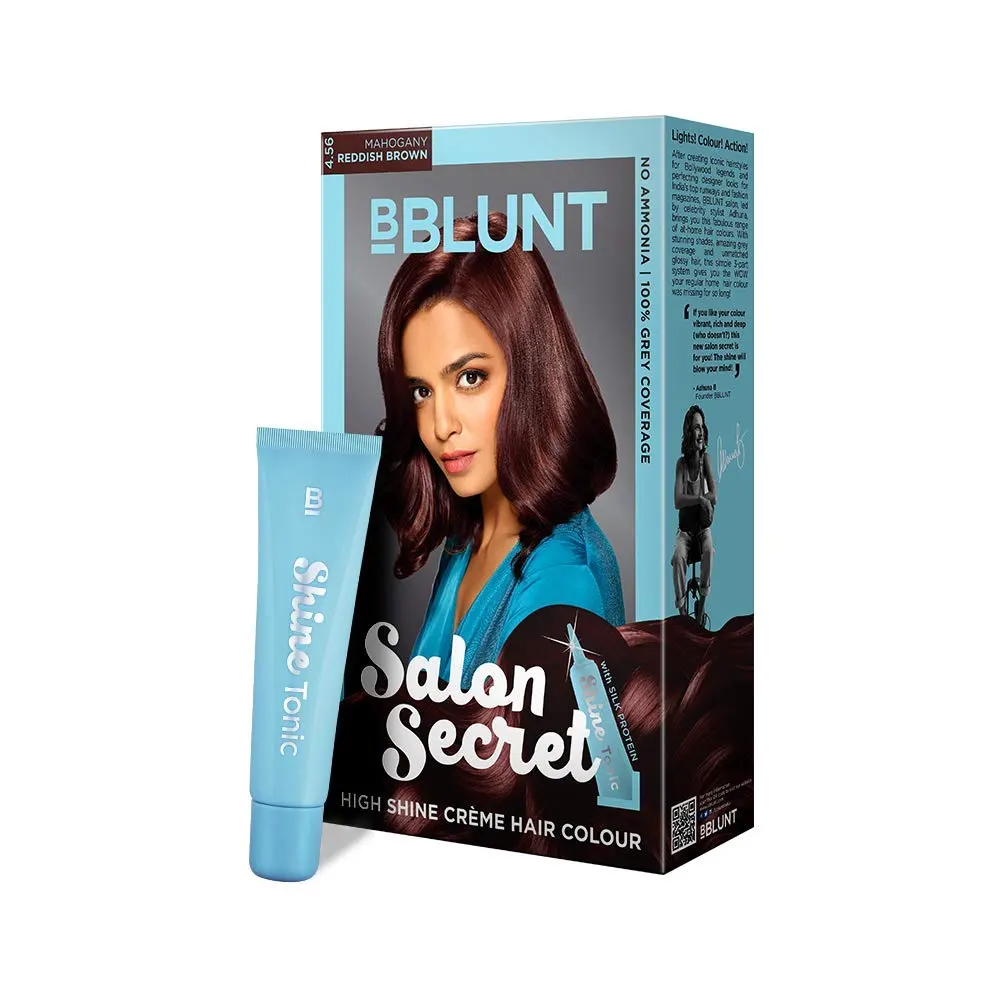 Bblunt Salon Secret 4.56 Mahogany Reddish Brown High Shine Creme Hair Colour 50G + 8Ml + 50Ml