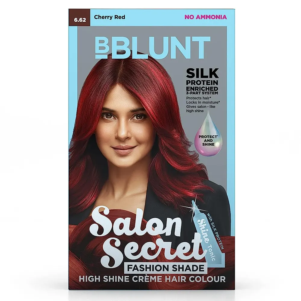 Bblunt Salon Secret 6.62 Cherry Red High Shine Creme Hair Colour 50G + 50Ml
