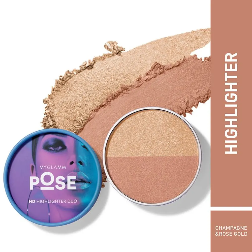 Myglamm Pose Hd Highlighter Duo Hight 001 Rose Gold 1N