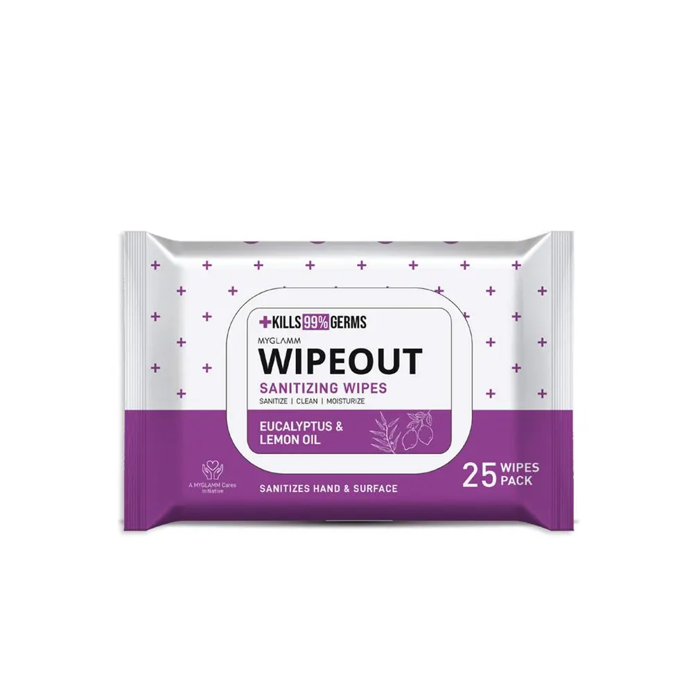 Myglamm Wipeout Sanitizing Wipes Eucalyptus And Lemon Oil 25P