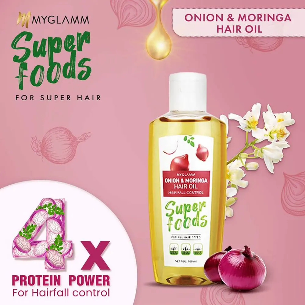 Myglamm Super Foods Onion And Moringa Hair Oil Hair Fall Control 100Ml