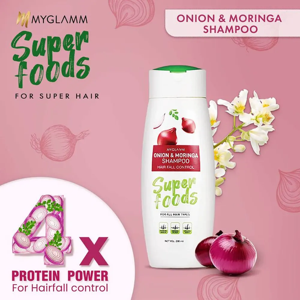 Myglamm Super Foods Onion And Moringa Shampoo Hair Fall Control 200Ml